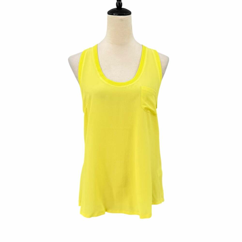 Joie NWT Alicia Neon Yellow 100% Silk Racerback Scoop Neck Lightweight Tank
